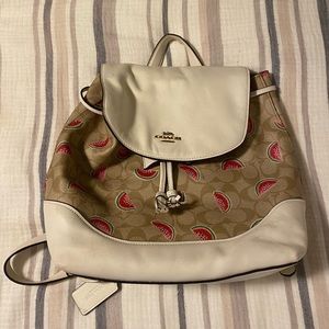Coach White and Tan Watermelon Backpack